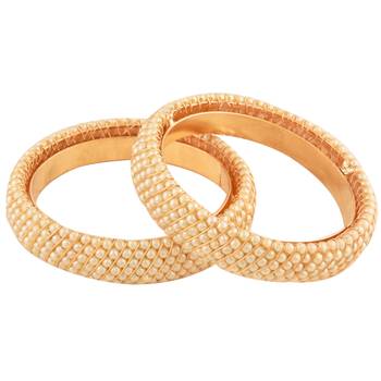  pearlescent elegance: adorned with pearls gold-plated 2 piece kada bangle set 3