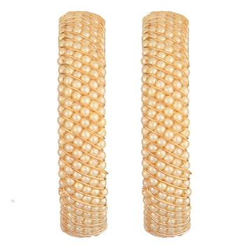  pearlescent elegance: adorned with pearls gold-plated 2 piece kada bangle set 4