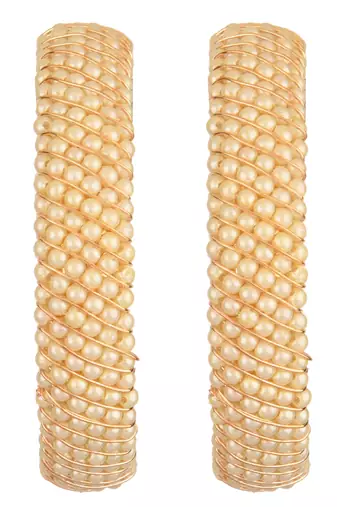  pearlescent elegance: adorned with pearls gold-plated 2 piece kada bangle set