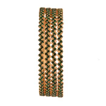 9blings enchanted emeralds: the radiant green stone 4-piece bangle set in gold plating 1