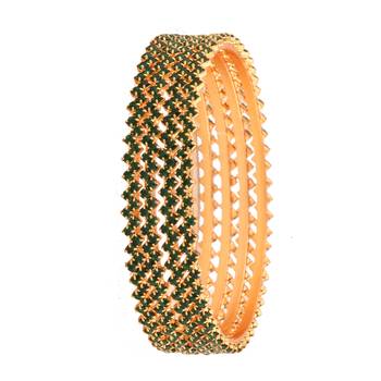 9blings enchanted emeralds: the radiant green stone 4-piece bangle set in gold plating 2
