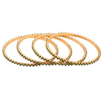 9blings enchanted emeralds: the radiant green stone 4-piece bangle set in gold plating 3