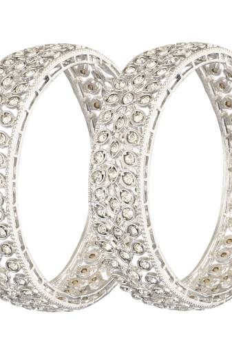  twilight sparkle: the silver plated stoned 2-piece kada bangle set