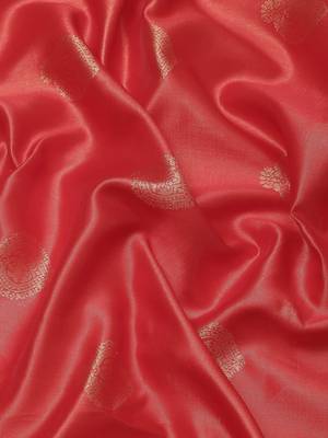 Leeza store red colored Banarasi Styledesign silk blend (jacquard) saree with blouse piece 3