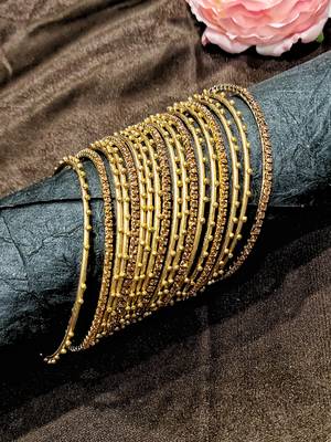9blings glimmering harmony: gold plated plain and cz stone bangles 2