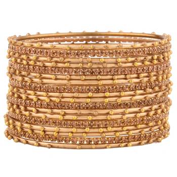 9blings glimmering harmony: gold plated plain and cz stone bangles 4