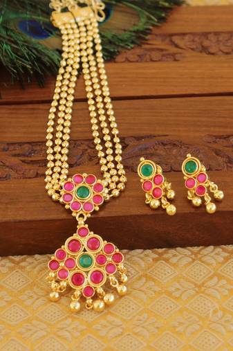 Designer micro gold plated necklace set