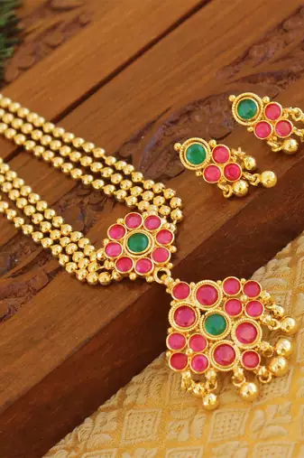 Designer micro gold plated necklace set