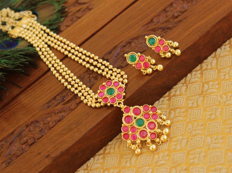 Designer micro gold plated necklace set