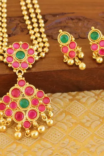 Designer micro gold plated necklace set