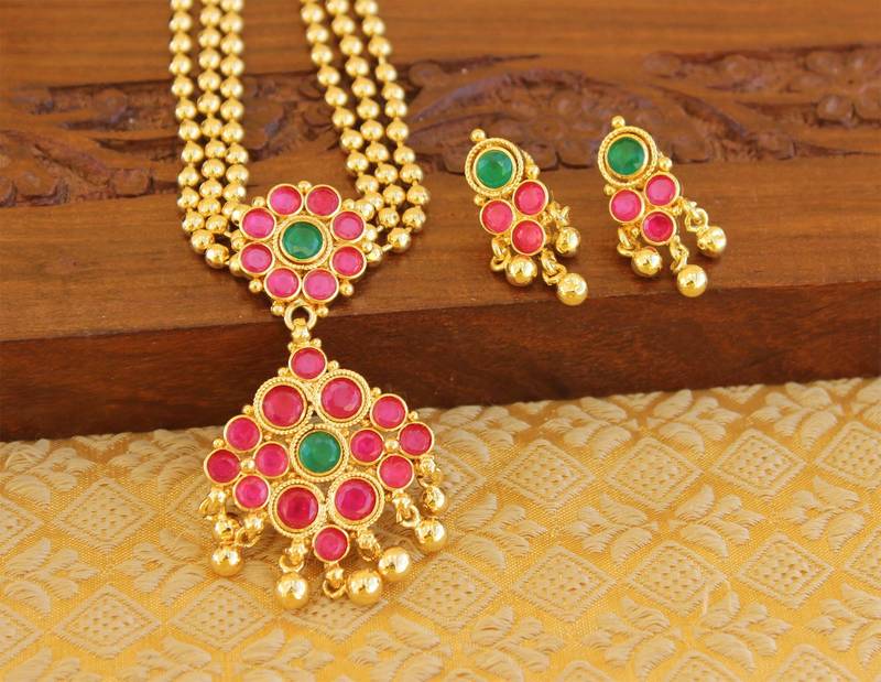 Designer micro gold plated necklace set