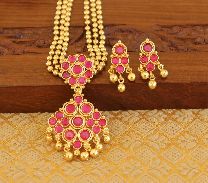 Designer micro gold plated necklace set