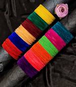  multi color 12 plainvelvet metal bangles chudi set for women & girl (12 bangles in each color)
