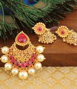 Designer Kempu gold plated pendant set