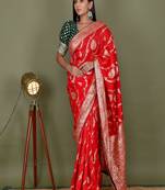 Russian Dhola Silk Red Saree