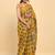 Yellow & Green Block Printed Cotton Saree with Unstitched Blouse