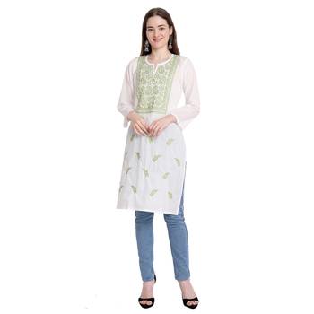 Lucknowi chikankari cotton kurti 1