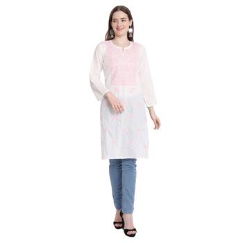 Lucknowi chikankari cotton kurti 1