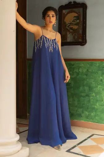 Blue flared jumpsuit