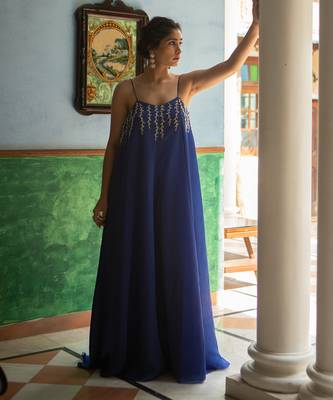 Blue flared jumpsuit 5