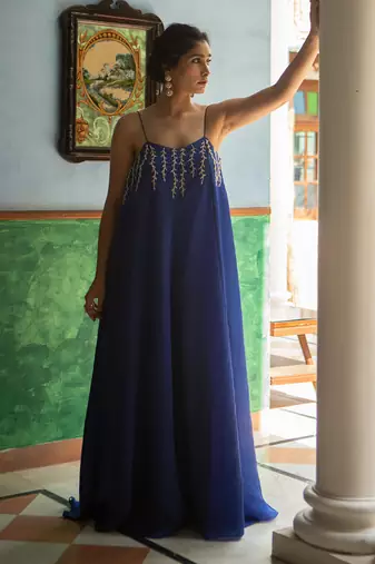 Blue flared jumpsuit