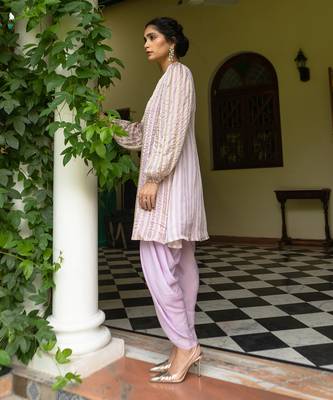 Lavender stripes kurti set 3