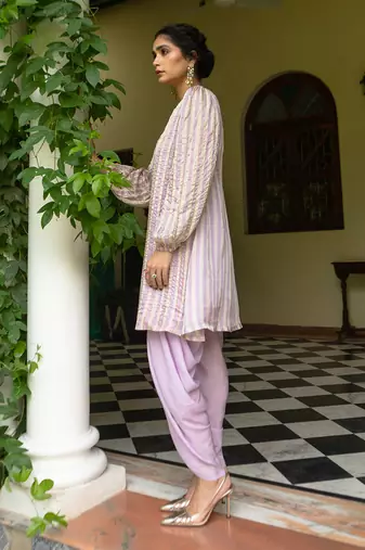 Lavender stripes kurti set