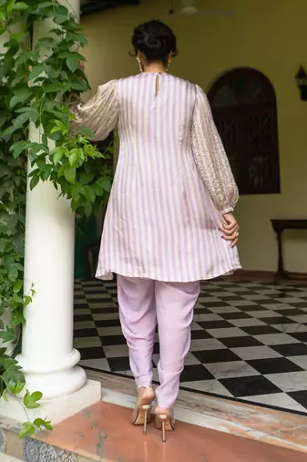 Lavender stripes kurti set
