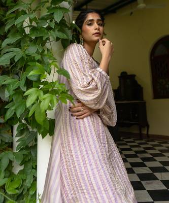 Lavender stripes kurti set 5