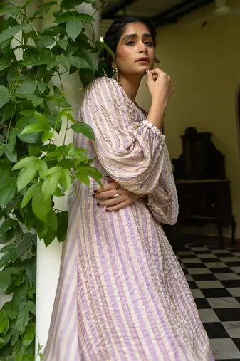 Lavender stripes kurti set