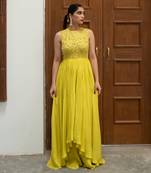 Citric yellow high low anarkali set