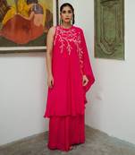 Rani pink one shoulder jaal palazzo set