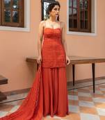 Rust step ruching sharara set