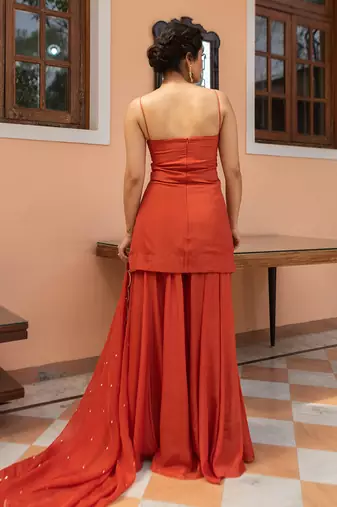 Rust step ruching sharara set