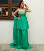 Turquoise scallop sharara set