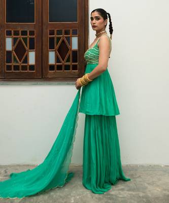 Turquoise scallop sharara set 2