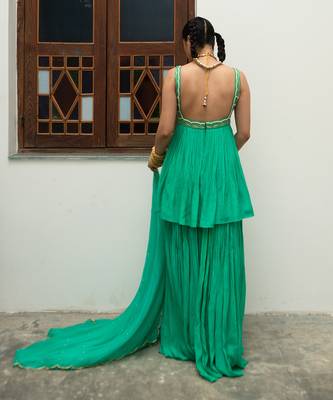 Turquoise scallop sharara set 3