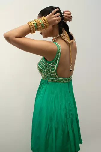 Turquoise scallop sharara set