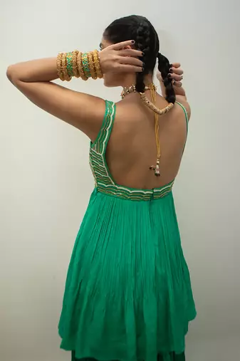 Turquoise scallop sharara set