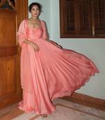 Peach pink ruching anarkali