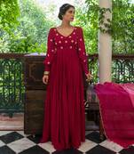 Magenta pink butti anarkali