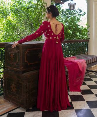 Magenta pink butti anarkali 2