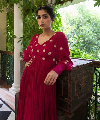 Magenta pink butti anarkali 3