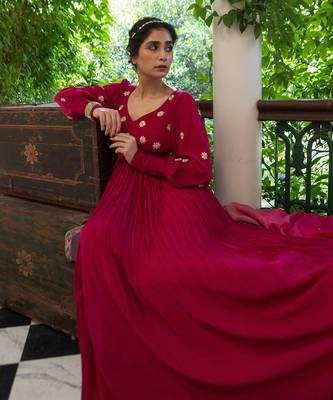 Magenta pink butti anarkali 4