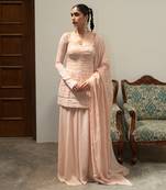 Light baby pink ruching sharara set