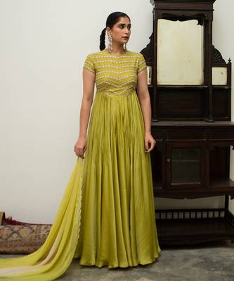 Lime bandhgala anarkali 1