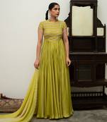 Lime bandhgala anarkali