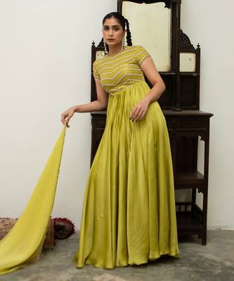 Lime bandhgala anarkali 2