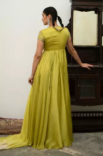 Lime bandhgala anarkali