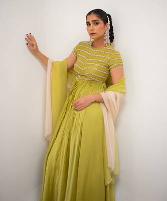 Lime bandhgala anarkali 5